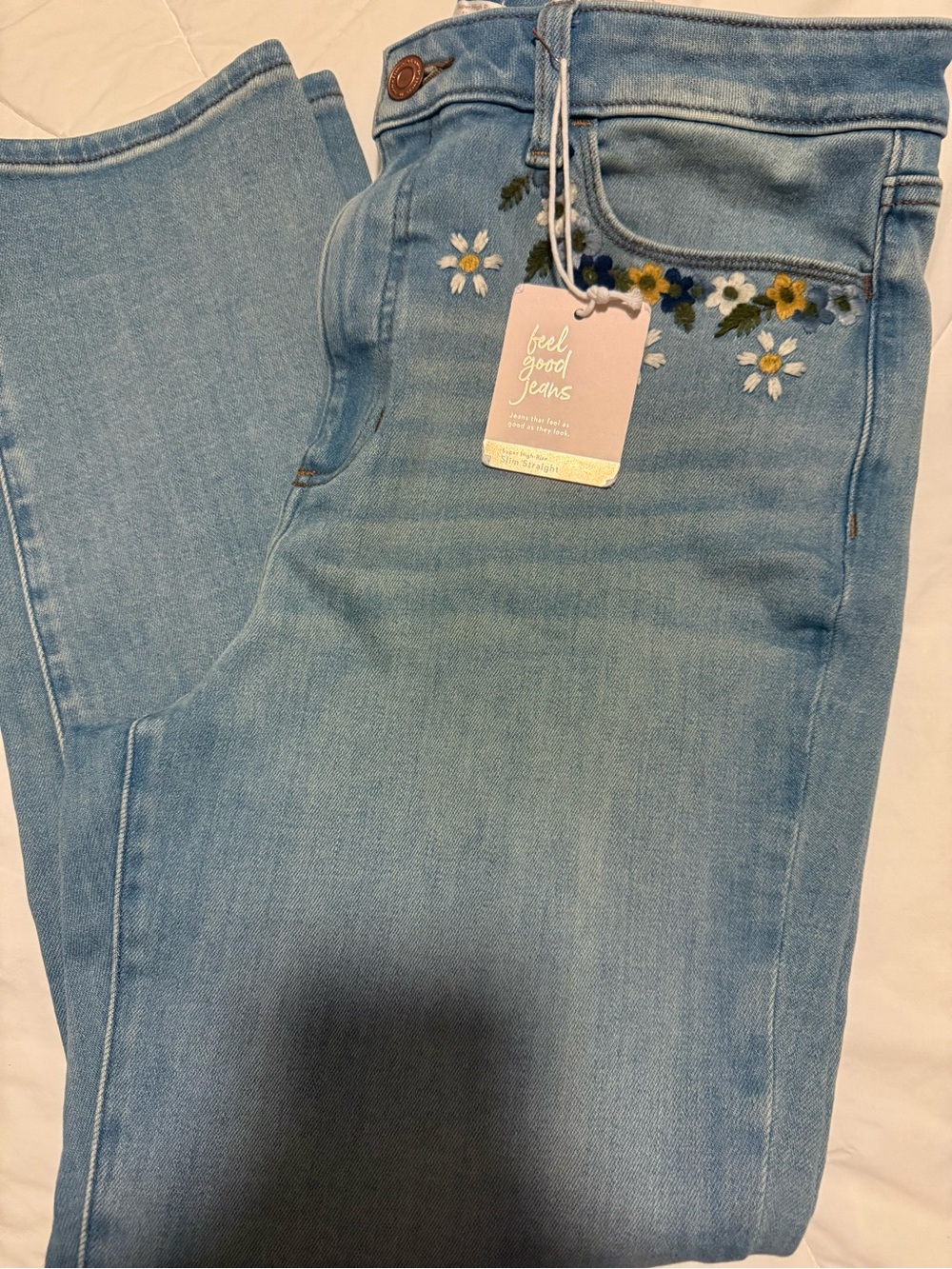 Lauren Conrad Light Blue Embroidered Floral Women’s Jeans -14